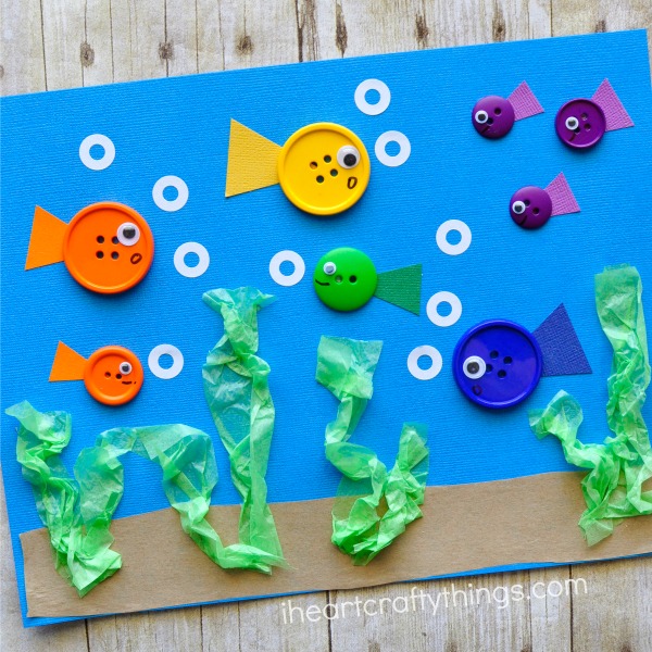 Simple Button Fish Craft For Kids - I Heart Crafty Things